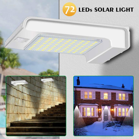 72 LEDs Solar Power PIR Motion Sensor Wall Light